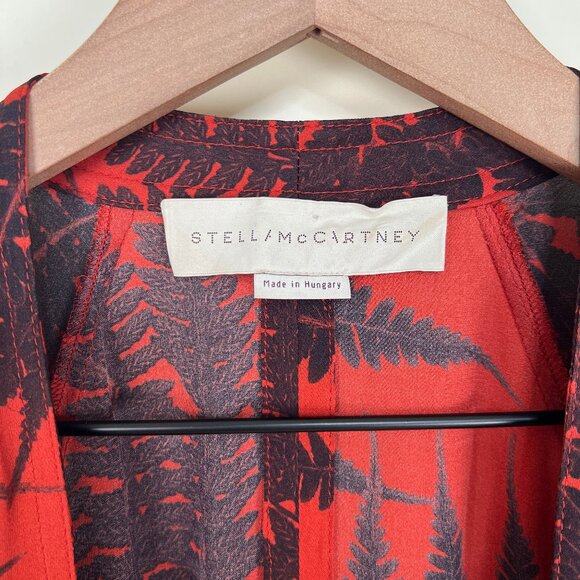 Stella McCartney 100% Silk Dress Mini Midi Pussy Bow Fern Print Runway Designer - Picture 4 of 11